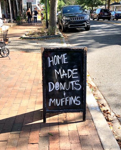 homemade donuts & muffins sign out in front