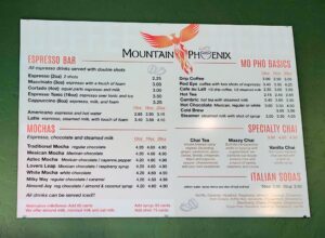 Mountain Phoenix Coffee Menu